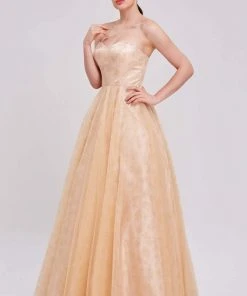 J'Adore Dresses - J16032 Strapless Sweetheart Glitter Rosette Gown Formal Gowns