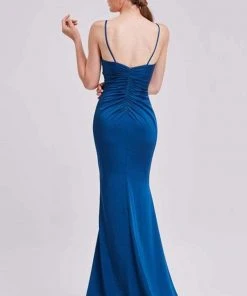 J'Adore Dresses - J16039 Asymmetrically Ruched High Slit Mermaid Gown Formal Gowns