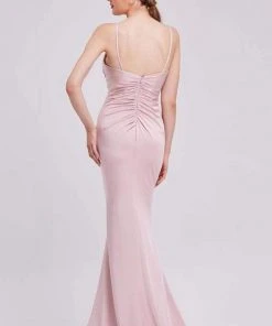 J'Adore Dresses - J16039 Asymmetrically Ruched High Slit Mermaid Gown Formal Gowns
