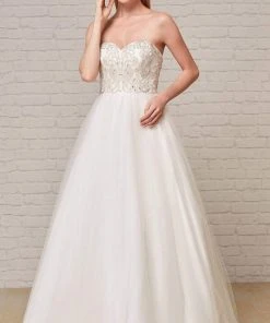 J'Adore Dresses - J18030 Beaded Sweetheart Tulle Long Gown