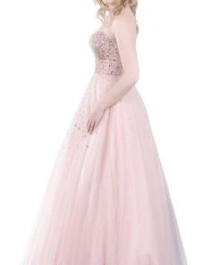 Formal Gowns J'Adore Dresses - J5056L Strapless Fully Beaded Bodice Tulle A-Line Gown