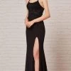 J'Adore Dresses - JM111 Sheer Embellished Bodice High Slit Glitter Dress Formal Gowns 1 J'Adore Dresses - JM111 Sheer Embellished Bodice High Slit Glitter Dress Formal Gowns
