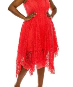 J Taylor - 1312M Lace V Neck High Low A-line Dress Cocktail Dresses