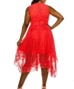 J Taylor - 1312M Lace V Neck High Low A-line Dress Cocktail Dresses