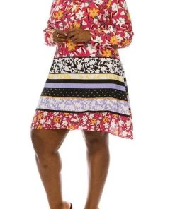 J Taylor - 1317M Floral Print Long Sleeve A-line Dress 8 J Taylor - 1317M Floral Print Long Sleeve A-line Dress