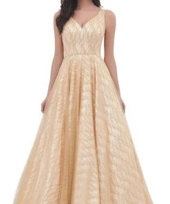 J'Adore Dresses - J11311 Sleeveless V Neck Glitter Tulle Ballgown Formal Gowns