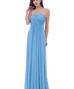 Formal Gowns J'Adore Dresses - J11339 Crisscrossed Halter Strap Ruched Long Dress