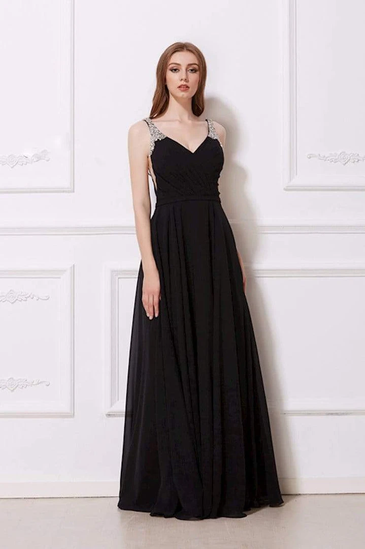 J'Adore Dresses - J12033 Jewel Garlanded Back Long Chiffon Gown 3 J'Adore Dresses - J12033 Jewel Garlanded Back Long Chiffon Gown