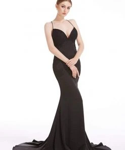 J'Adore Dresses - J12038 Strappy Plunging V-Neck Mermaid Gown Formal Gowns