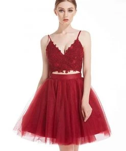 J'Adore Dresses - J12065 Two Piece Embroidered V-Neck Cocktail Dress Cocktail Dresses