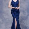 J'Adore Dresses - J13061 Lace V-Neck Ruffled Gown With Slit Formal Gowns 1 J'Adore Dresses - J13061 Lace V-Neck Ruffled Gown With Slit Formal Gowns
