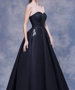 Formal Gowns J'Adore Dresses - J13065 Strapless Beaded Waist Pleated Ballgown
