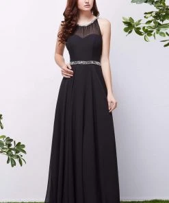 J'Adore Dresses - J13073 Beaded Illusion Scoop A-Line Gown Formal Gowns