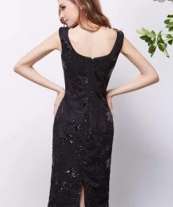 J'Adore Dresses - J13085 Bedazzled V-neck Sheath Dress Cocktail Dresses