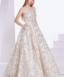 J'Adore Dresses - J14002 Metallic Strapless Sweetheart Ballgown Formal Gowns