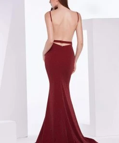 Formal Gowns J'Adore Dresses - J14010 Deep V-neck Sparkle Jersey Trumpet Dress 5 Formal Gowns J'Adore Dresses - J14010 Deep V-neck Sparkle Jersey Trumpet Dress