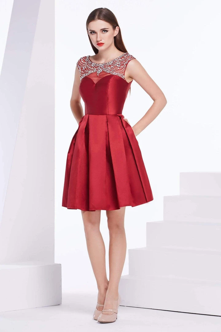 J'Adore Dresses - J14082 Beaded Scoop Neck Mikado A-line Dress Cocktail Dresses 3 J'Adore Dresses - J14082 Beaded Scoop Neck Mikado A-line Dress Cocktail Dresses