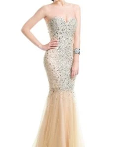Formal Gowns J'Adore Dresses - J5055 Beaded Sweetheart Tulle Trumpet Dress