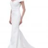 Formal Gowns J'Adore Dresses - JC8033 Lace Off-Shoulder Neoprene Trumpet Dress