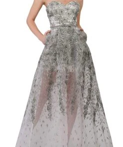 Janique - 17045 Embroidered Sweetheart A-line Dress Formal Gowns