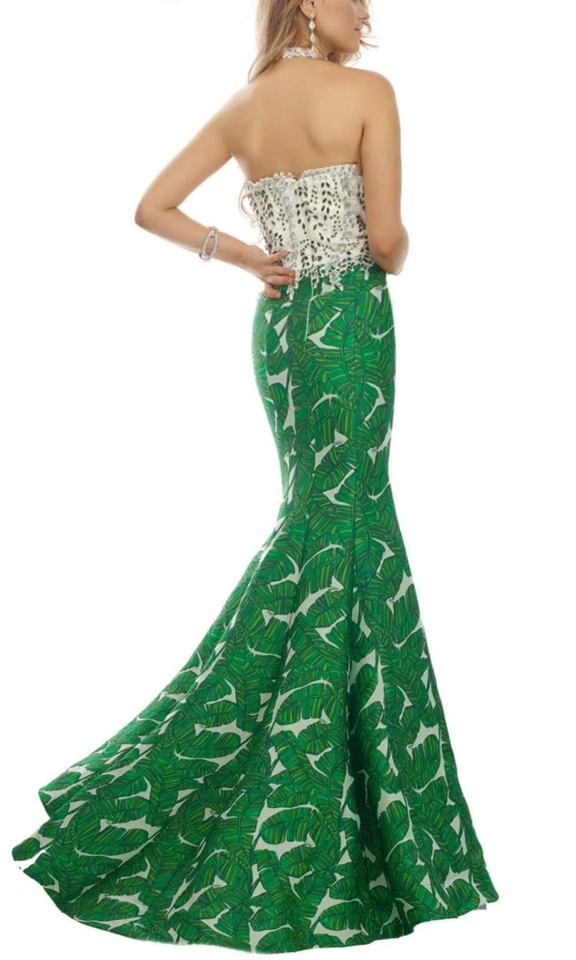 Janique - Embellished Lace Printed Mermaid Evening Gown W1717 Formal Gowns 4 Janique - Embellished Lace Printed Mermaid Evening Gown W1717 Formal Gowns