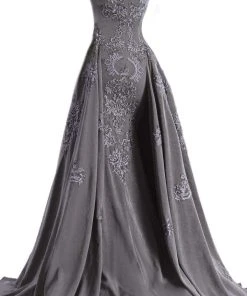 Janique - Embroidered Straight Neck A-line Gown W1691 Formal Gowns