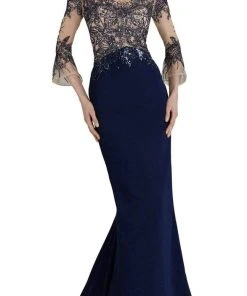 Janique - JA3011 Bedazzled Illusion Jewel Trumpet Dress Formal Gowns