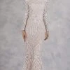 Janique - JA3017 Off-Shoulder Long Sleeves Dress In White/Nude Formal Gowns 2 Janique - JA3017 Off-Shoulder Long Sleeves Dress In White/Nude Formal Gowns