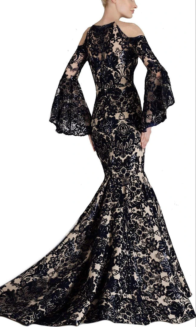 Janique - JA3021 Sequined Jewel Neck Mermaid Dress With Train Formal Gowns 4 Janique - JA3021 Sequined Jewel Neck Mermaid Dress With Train Formal Gowns