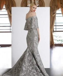 Janique - JA4013 Off-Shoulder Mermaid Evening Dress In Blush 5 Janique - JA4013 Off-Shoulder Mermaid Evening Dress In Blush