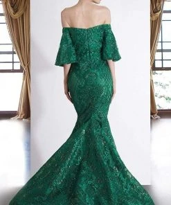 Formal Gowns Janique - JA4013 Off-Shoulder Mermaid Evening Dress In Emerald 7 Formal Gowns Janique - JA4013 Off-Shoulder Mermaid Evening Dress In Emerald