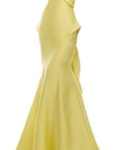 Janique - Strapless Asymmetric Fold-Over Neckline Long Gown C1691