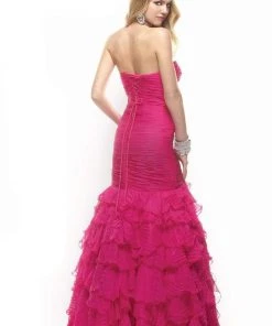 Formal Gowns Janique - Strapless Fitted Ruffled Trumpet Gown JA1363 - 1 Pc Silver In Size 14 Available 5 Formal Gowns Janique - Strapless Fitted Ruffled Trumpet Gown JA1363 - 1 Pc Silver In Size 14 Available