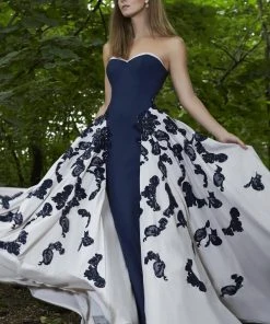 Formal Gowns Janique - Strapless Sweetheart Filigree Overlay Gown W1376 33 Formal Gowns Janique - Strapless Sweetheart Filigree Overlay Gown W1376