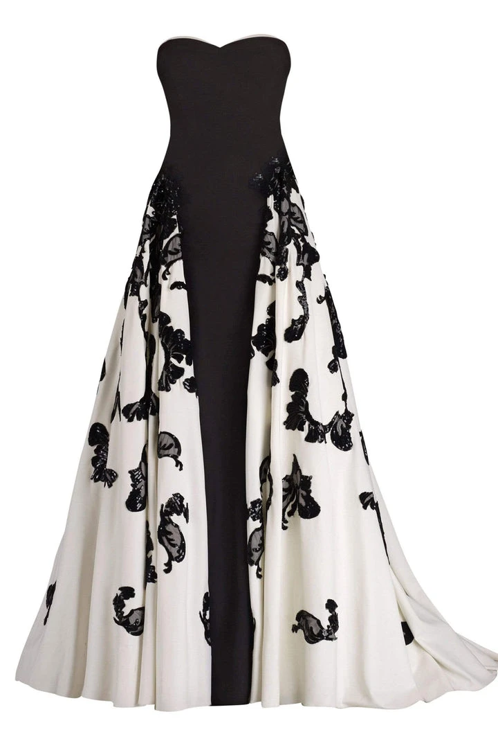 Formal Gowns Janique - Strapless Sweetheart Filigree Overlay Gown W1376 8 Formal Gowns Janique - Strapless Sweetheart Filigree Overlay Gown W1376