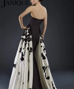 Formal Gowns Janique - Strapless Sweetheart Filigree Overlay Gown W1376 24 Formal Gowns Janique - Strapless Sweetheart Filigree Overlay Gown W1376