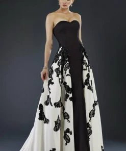 Formal Gowns Janique - Strapless Sweetheart Filigree Overlay Gown W1376 23 Formal Gowns Janique - Strapless Sweetheart Filigree Overlay Gown W1376