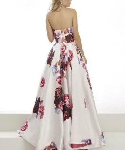 Janique - Strapless Sweetheart Hi-Lo Floral Ballgown JA2002