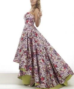 Janique - Strapless Sweetheart Hi-Lo Floral Ballgown JA2002 20 Janique - Strapless Sweetheart Hi-Lo Floral Ballgown JA2002