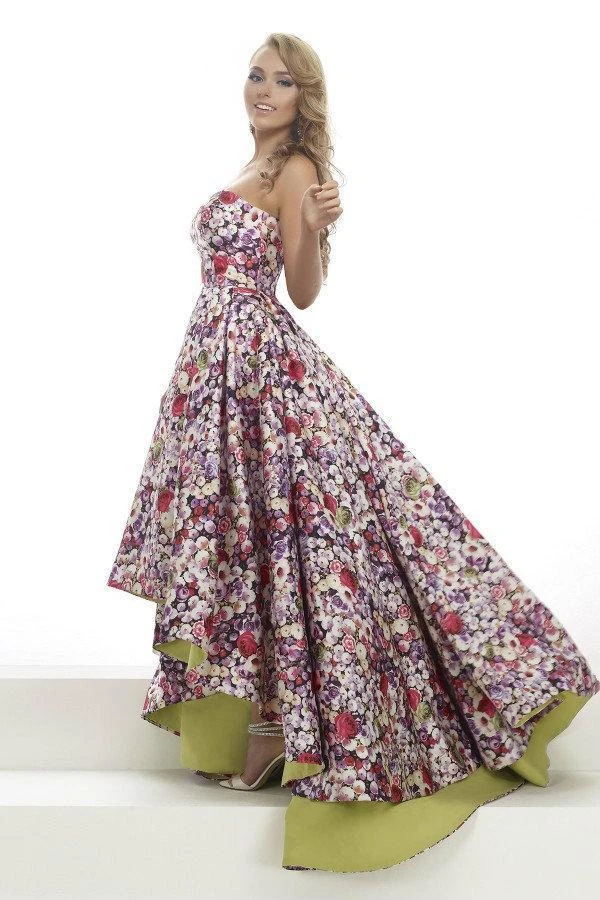 Janique - Strapless Sweetheart Hi-Lo Floral Ballgown JA2002 8 Janique - Strapless Sweetheart Hi-Lo Floral Ballgown JA2002