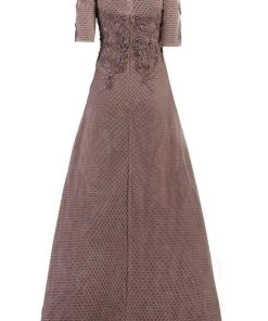 Janique - W1411 Illusion Bateau A-Line Evening Dress Formal Gowns