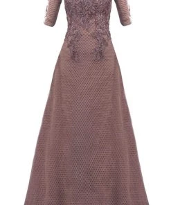 Janique - W1411 Illusion Bateau A-Line Evening Dress Formal Gowns