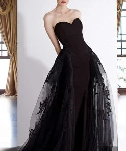 Formal Gowns Janique - W2188 Strapless Sweetheart Trumpet Dress With Overskirt