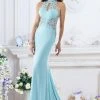 Janique - W974 Jersey Gown In Aqua 2 Janique - W974 Jersey Gown In Aqua
