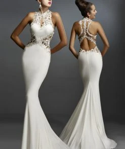 Janique - W974 Jersey Gown In Ivory Formal Gowns 7 Janique - W974 Jersey Gown In Ivory Formal Gowns
