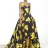 Formal Gowns Janique - Wide V Neck Hi-Lo Floral Ballgown JA2001 2 Formal Gowns Janique - Wide V Neck Hi-Lo Floral Ballgown JA2001