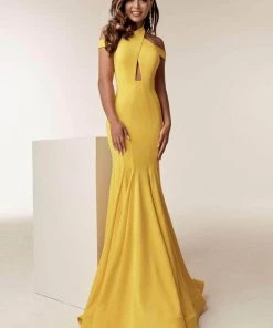 Jasz Couture - Cross Halter Mermaid Gown 6238 - 1 Pc Navy In Size 2 Available Formal Gowns