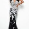 Jasz Couture - Sleeveless Floral Embroidered Trumpet Gown 7128 - 1 Pc Black/White In Size 8 Available Formal Gowns 2 Jasz Couture - Sleeveless Floral Embroidered Trumpet Gown 7128 - 1 Pc Black/White In Size 8 Available Formal Gowns