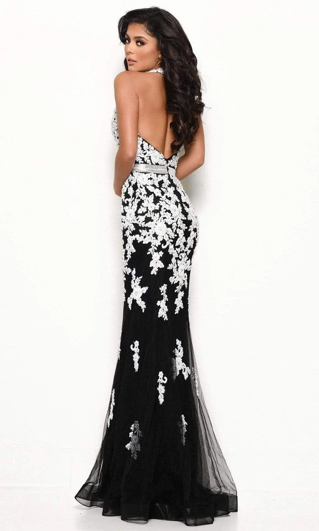 Jasz Couture - Sleeveless Floral Embroidered Trumpet Gown 7128 - 1 Pc Black/White In Size 8 Available Formal Gowns 4 Jasz Couture - Sleeveless Floral Embroidered Trumpet Gown 7128 - 1 Pc Black/White In Size 8 Available Formal Gowns