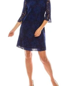 Jessica Howard - JH9M8463 Lace Bateau Sheath Dress Cocktail Dresses